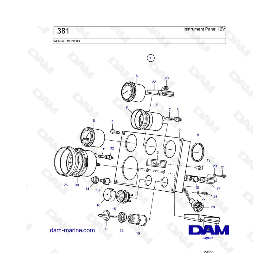 Volvo Penta MD2030 / MD2030B - Instrument Panel 12V