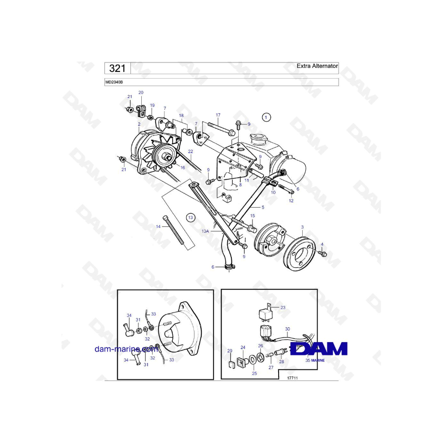 Volvo Penta MD2040B - Extra Alternator