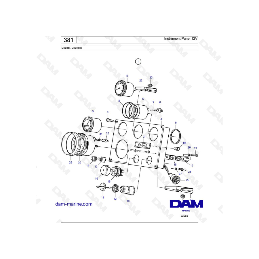 Volvo Penta MD2040 / MD2040B - Instrument Panel 12V