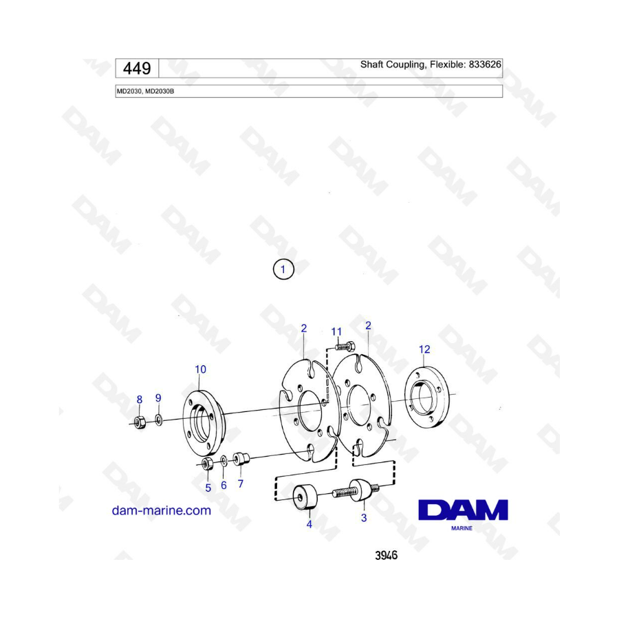 Volvo Penta MD2030B / MD2030 - Shaft coupling, flexible