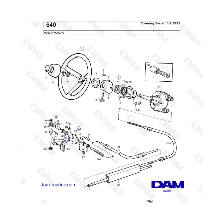 Volvo Penta MD2030B / MD2030 - Sistema de dirección STS330