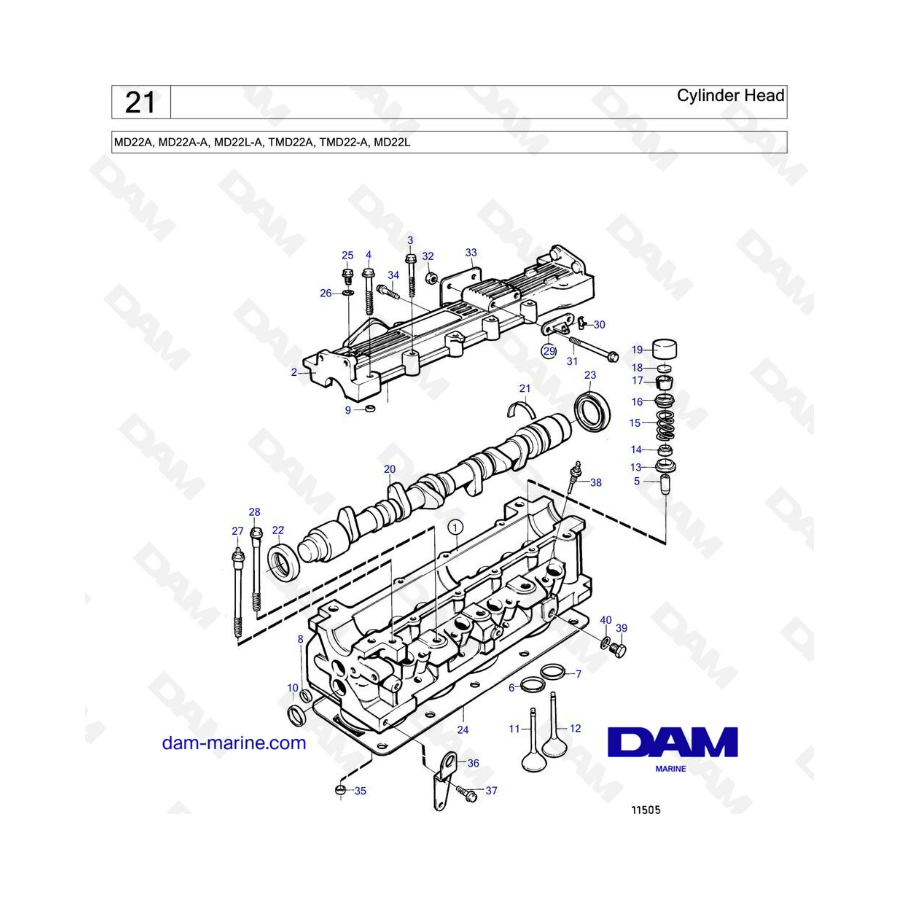 Volvo Penta MD22A / TMD22A / MD22A-A / TMD22-A - Cylinder head