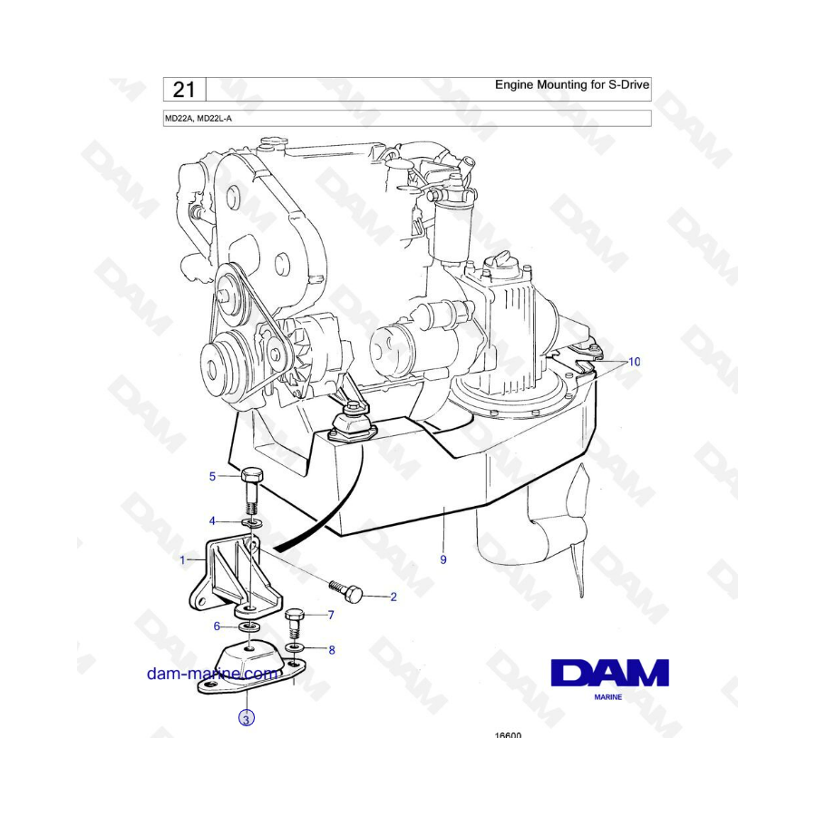 Volvo Penta MD22A / MD22L-A - Engine Mounting for S-Drive