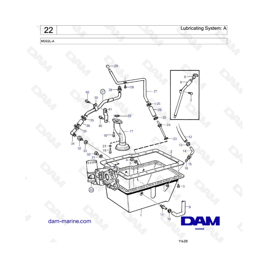 Volvo Penta MD22L-A - Lubricating system : A