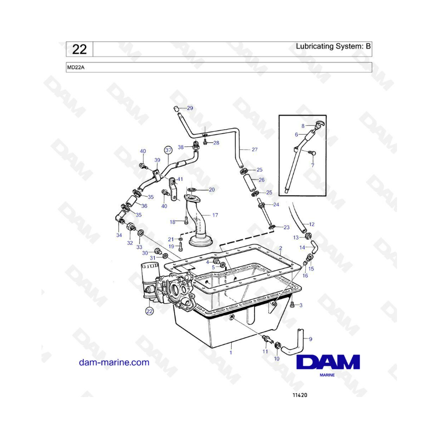 Volvo Penta MD22A - Lubricating system