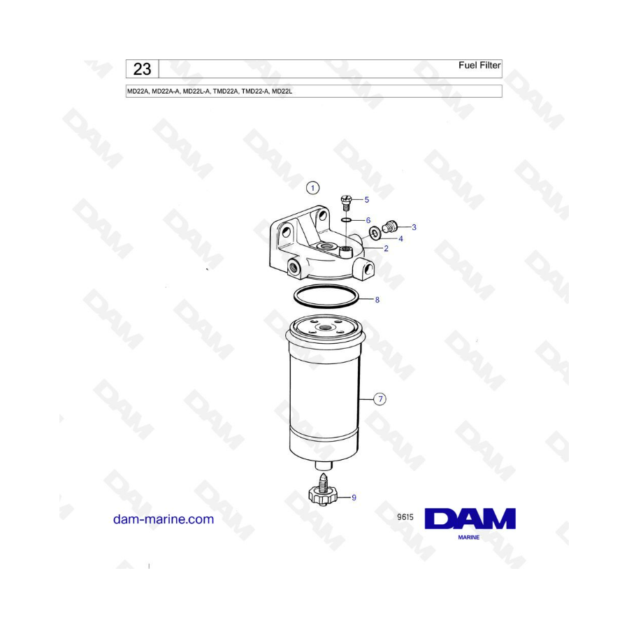 Volvo Penta MD22A / MD22A-A / MD22L-A / TMD22A / TMD22-A / MD22L - Filtro de combustible