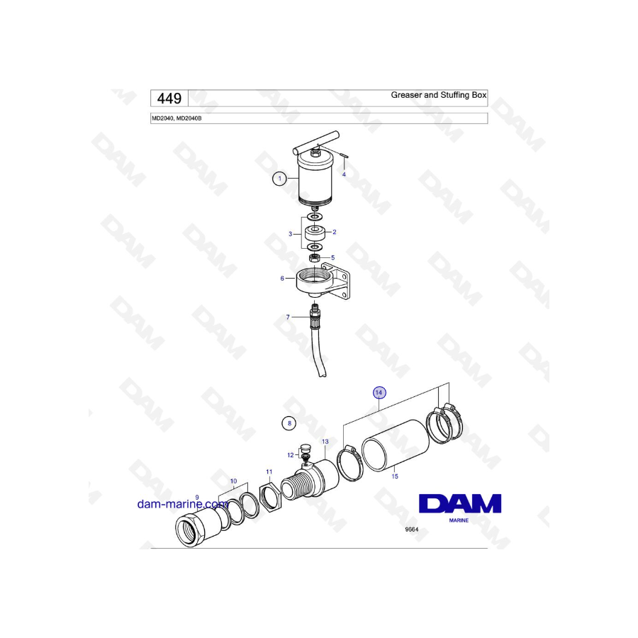 Volvo Penta MD2040 / MD2040B - Engrasador y Prensaestopas