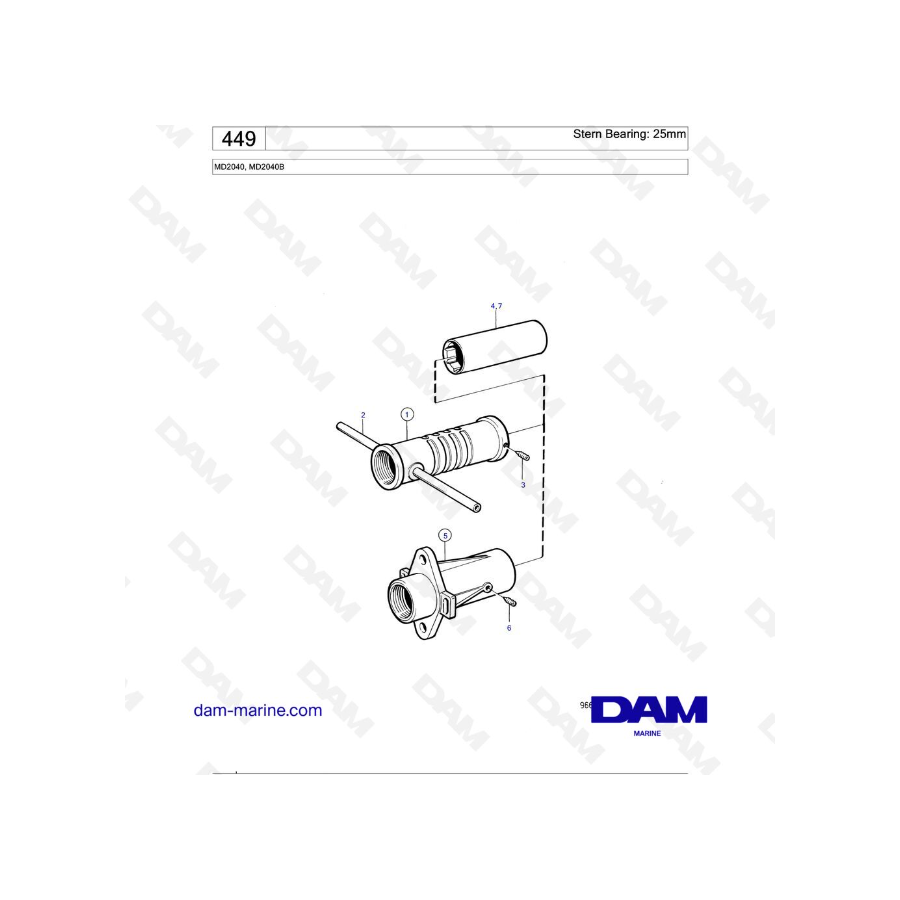 Volvo Penta MD2040 / MD2040B - Cojinete de popa: 25 mm