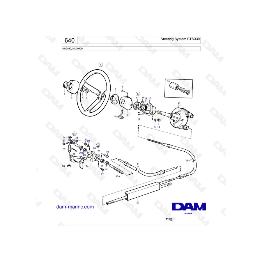 Volvo Penta MD2040 / MD2040B - Sistema de dirección STS330