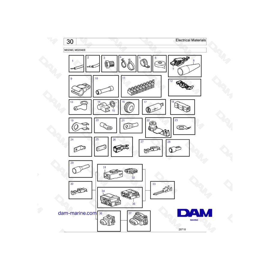 Volvo Penta MD2040 / MD2040B - Electrical Materials