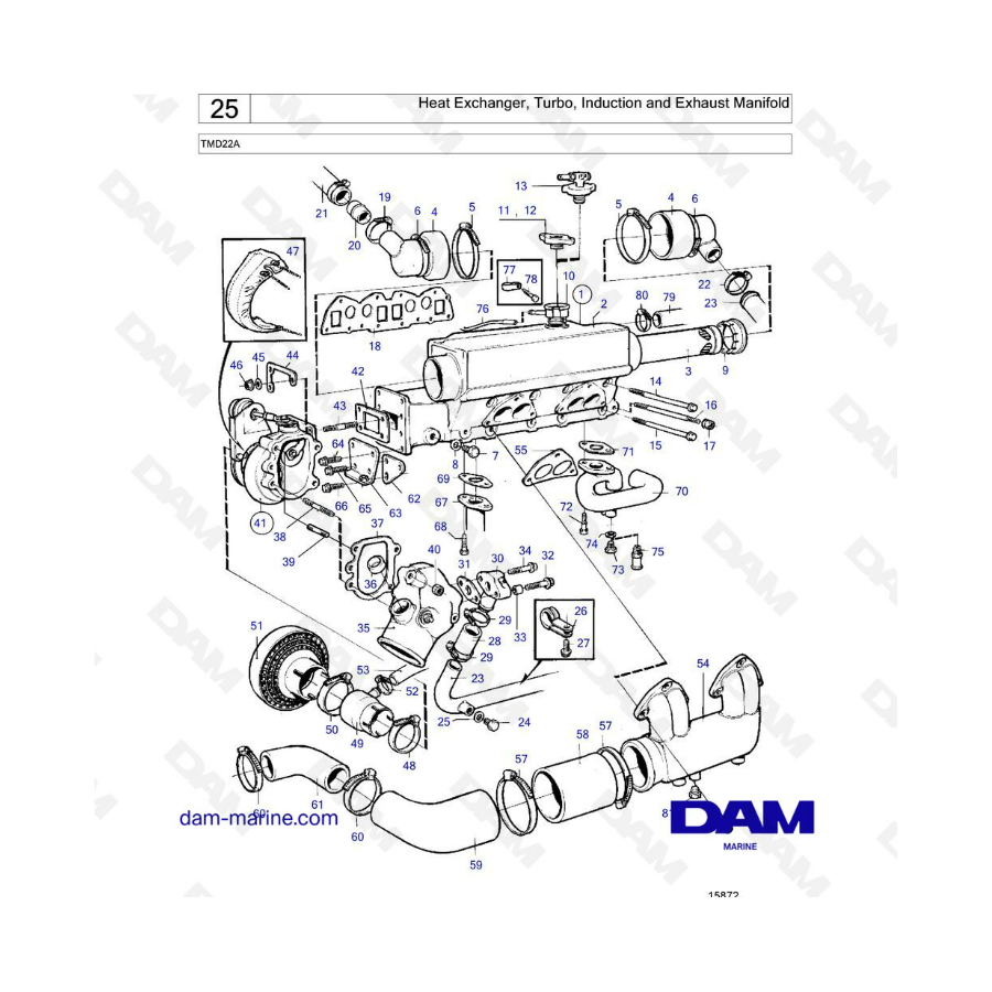 Volvo Penta TMD22A - Heat Exchanger, Turbo, Induction and Exhaust Manifold 