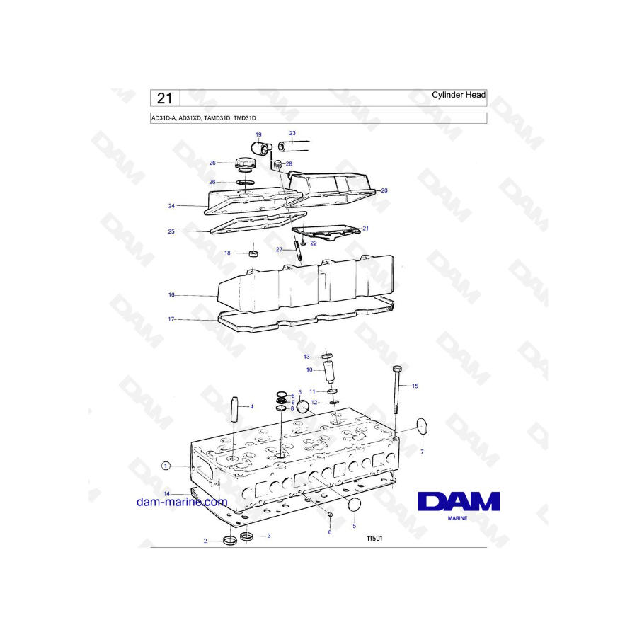 Volvo Penta AD31D-A / AD31XD / TAMD31D / TMD31D - Cylinder Head