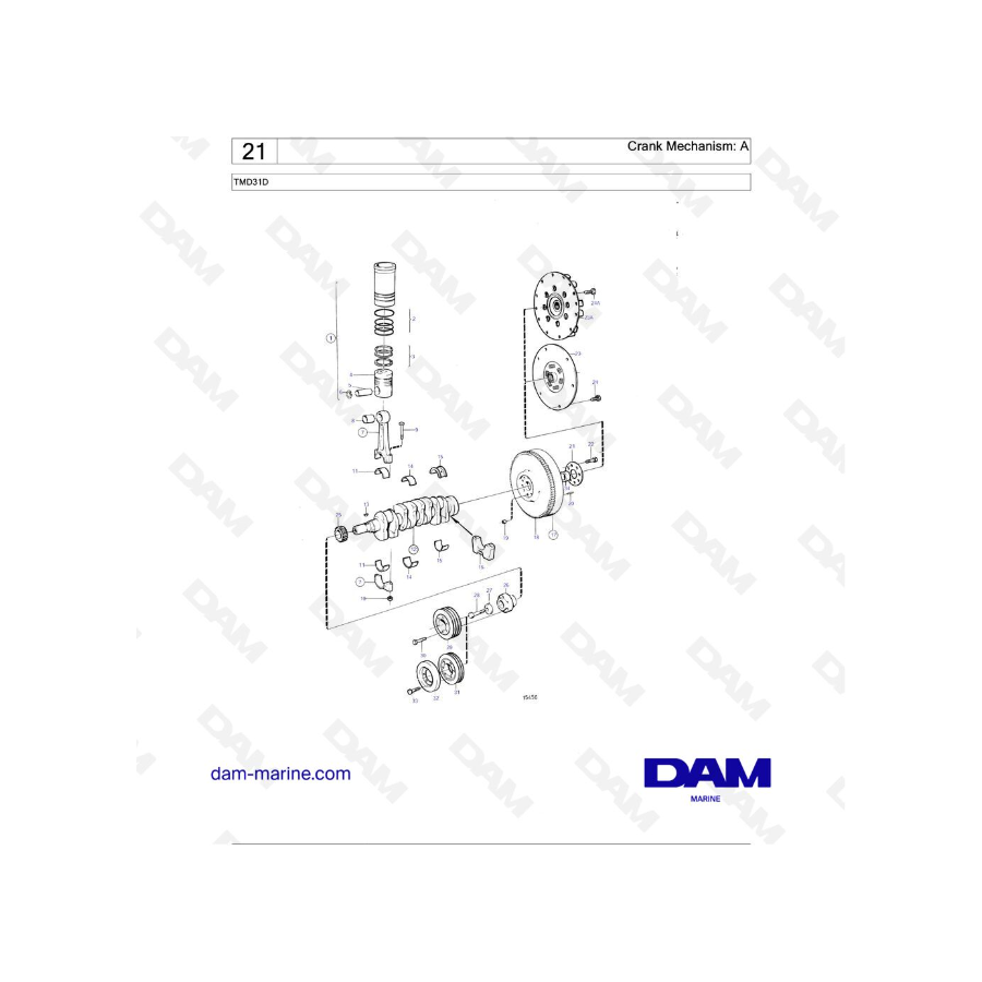 Volvo Penta TMD31D - Mecanismo de manivela: A