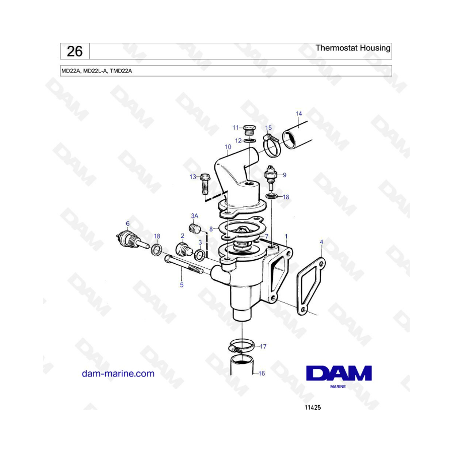 Volvo Penta MD22A / MD22L-A / TMD22A - Caja del termostato