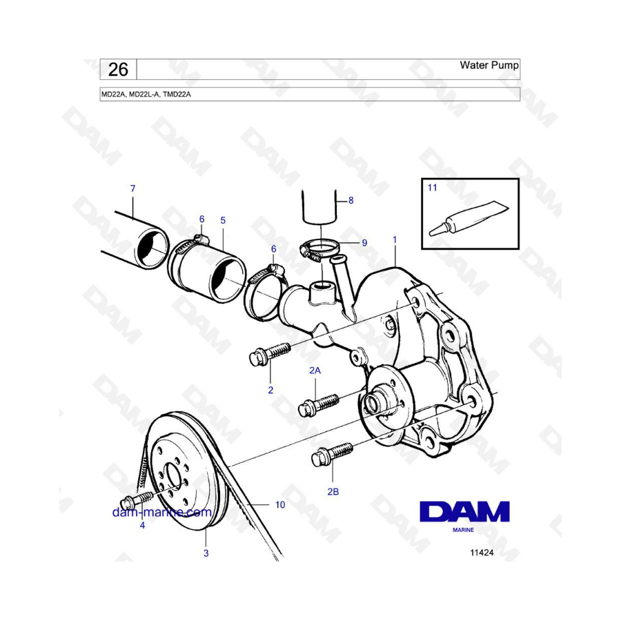 Volvo Penta MD22A / MD22L-A / TMD22A - Bomba de agua