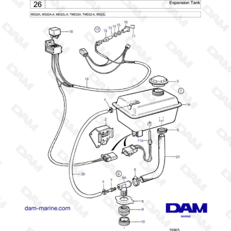  Volvo Penta MD22A / MD22A-A / MD22L-A / TMD22A / TMD22-A / MD22L - Depósito de expansión