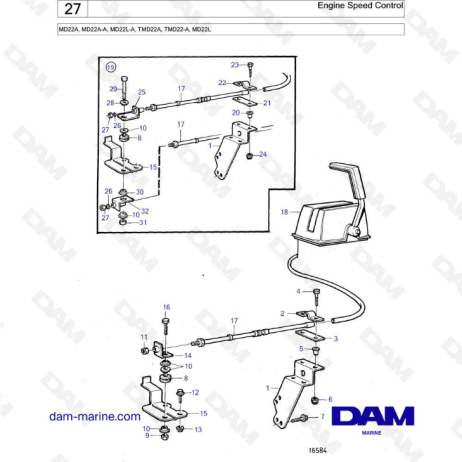  Volvo Penta MD22A / MD22A-A / MD22L-A / TMD22A / TMD22-A / MD22L - Control de velocidad del motor