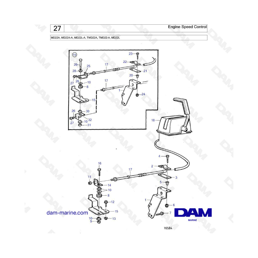  Volvo Penta MD22A / MD22A-A / MD22L-A / TMD22A / TMD22-A / MD22L - Control de velocidad del motor