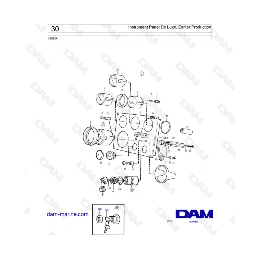 Volvo Penta MD22A - Instrument panel de luxe, earlier production