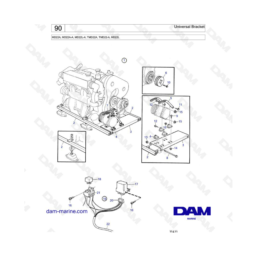 Volvo Penta MD22A / MD22L-A / MD22A-A / TMD22A / TMD22-A / MD22L - Soporte universal