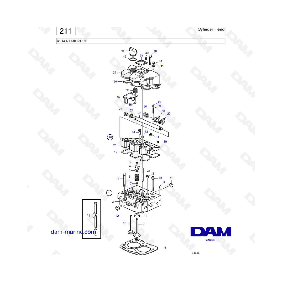 Volvo Penta D1-13 / D1-13B / D1-13F - Culata