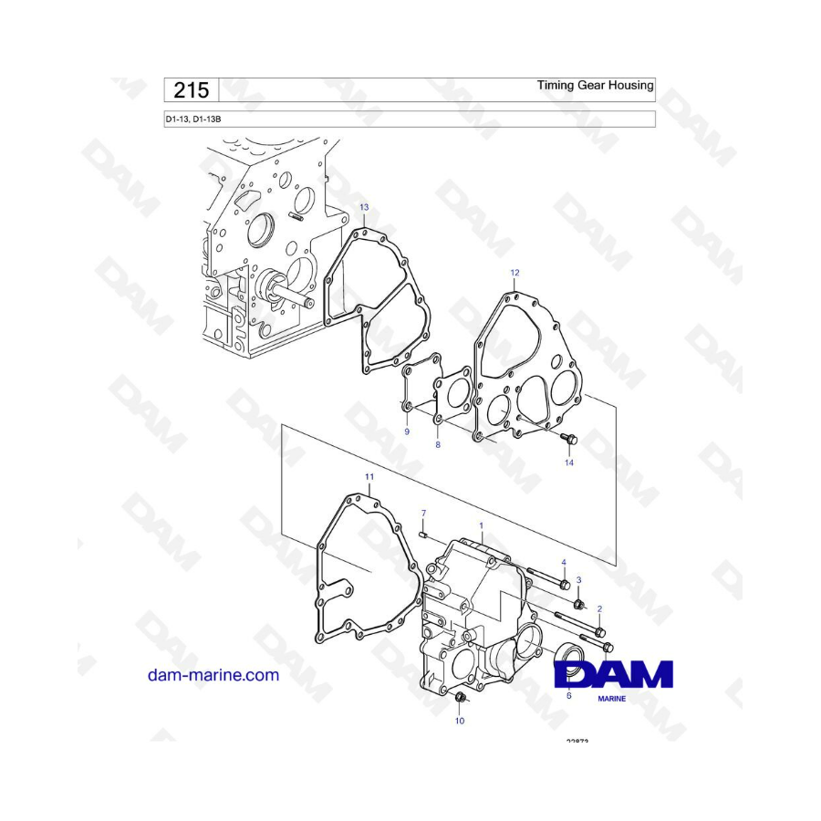 Volvo Penta D1-13 / D1-13B - Timing gear housing