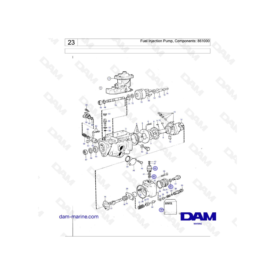 Volvo Penta AD31D / AD31D-A / AD31XD / TAMD31D / TMD31D - Bomba de inyección de combustible, Componentes: 861000