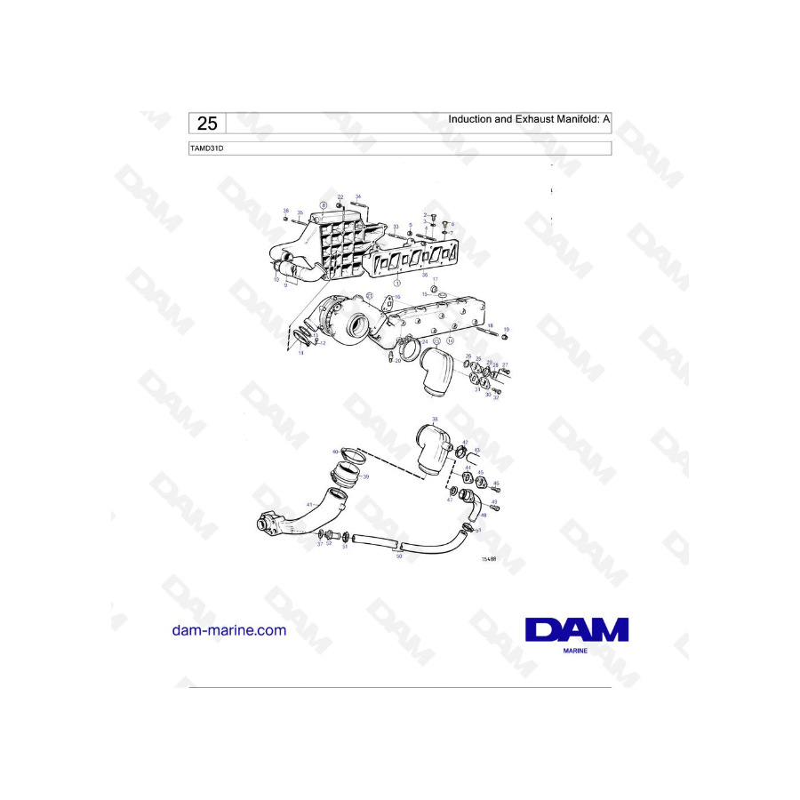 Volvo Penta TAMD31D - Induction and Exhaust Manifold: A