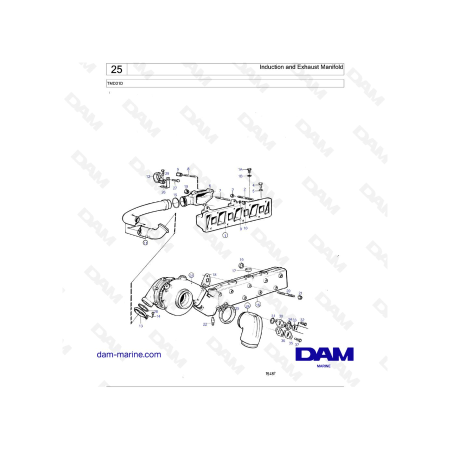 Volvo Penta TMD31D - Colector de admisión y escape