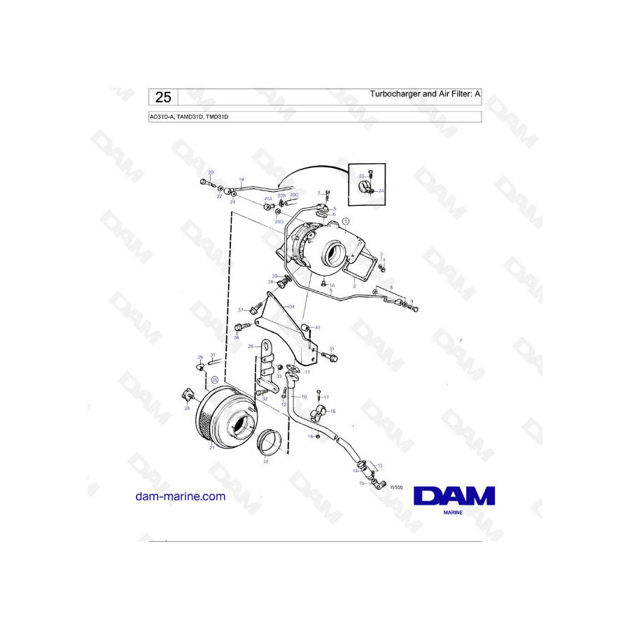 Volvo Penta AD31D-A / TAMD31D / TMD31D - Turbocharger and Air Filter: A