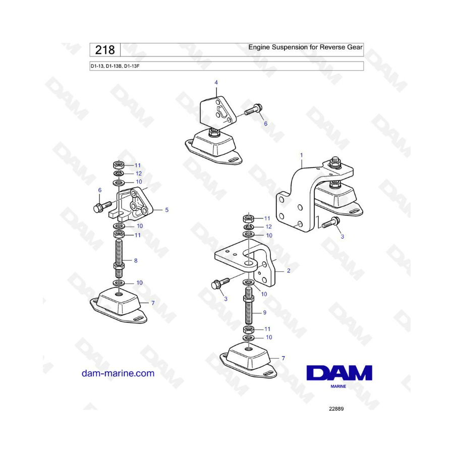 Volvo Penta D1-13 / D1-13B / D1-13F - Engine suspension for reverse gear