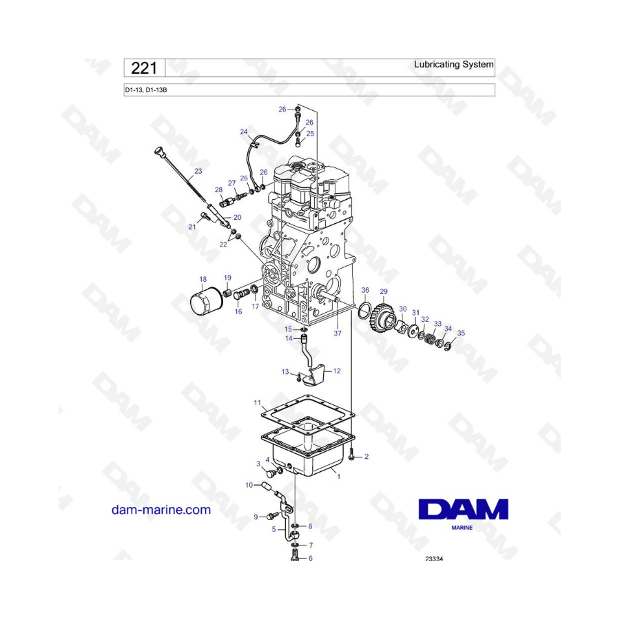 Volvo Penta D1-13 / D1-13B - Sistema de lubricación