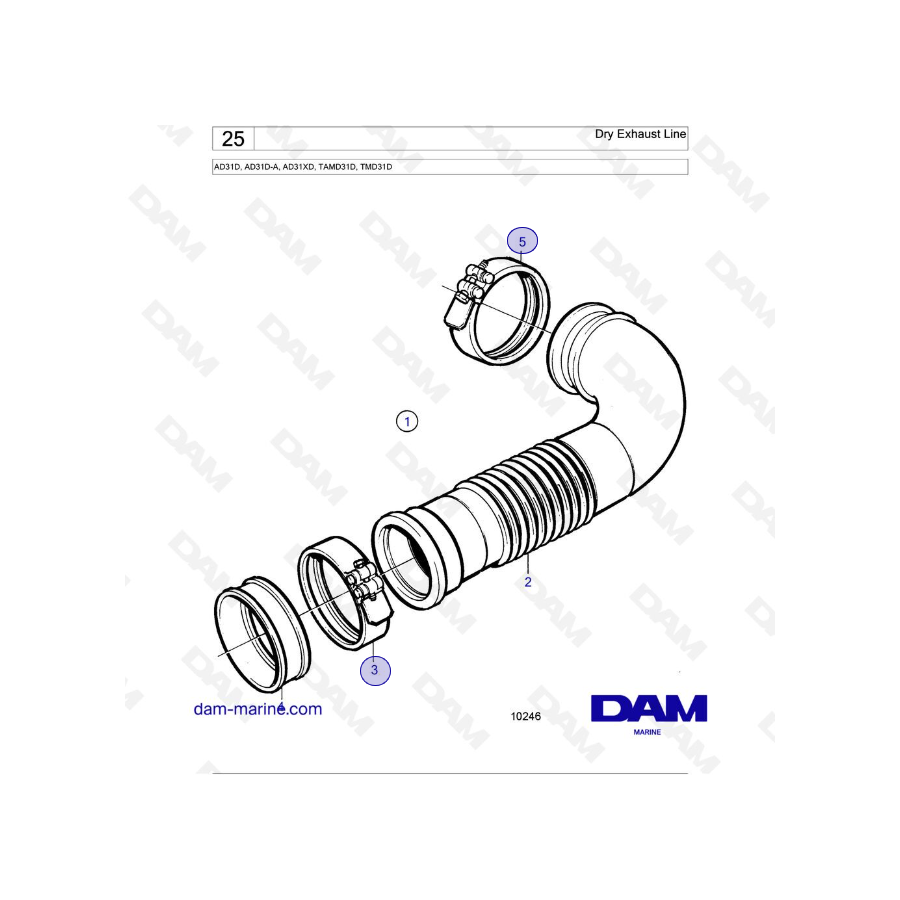 Volvo Penta AD31D / AD31D-A / AD31XD / TAMD31D / TMD31D - Dry Exhaust Line