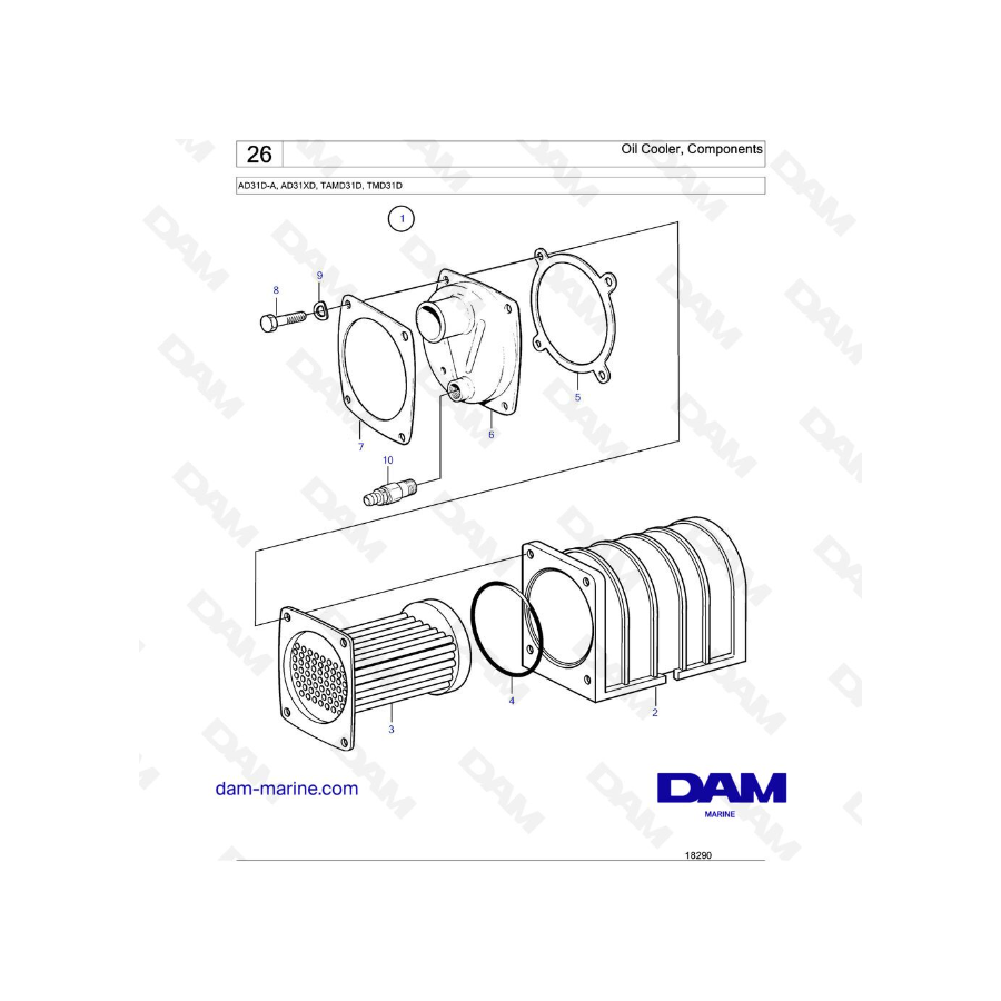 Volvo Penta AD31D-A / AD31XD / TAMD31D / TMD31D - Oil Cooler, Components