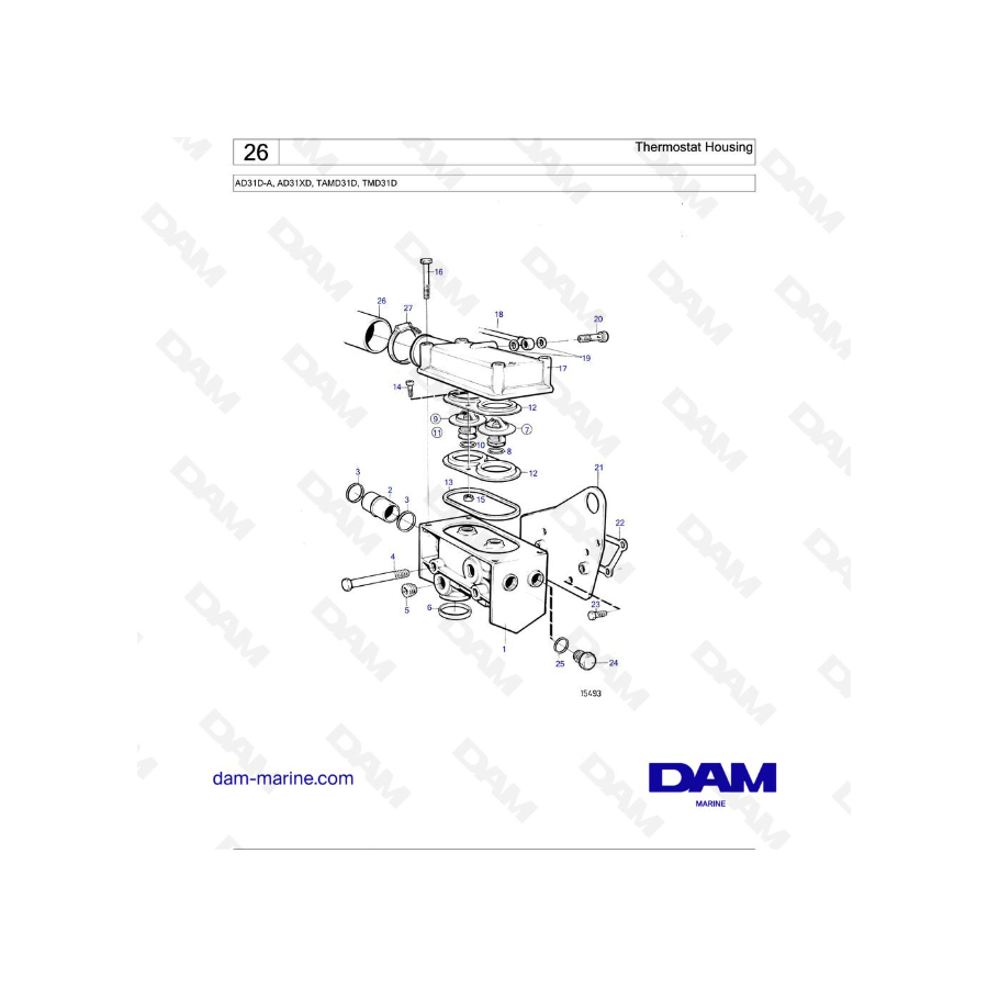 Volvo Penta AD31D-A / AD31XD / TAMD31D / TMD31D - Caja de termostato