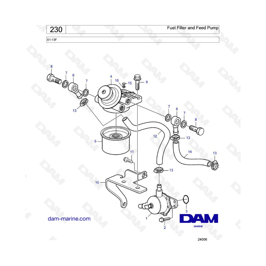 Volvo Penta D1-13F - Fuel filter & feed pump