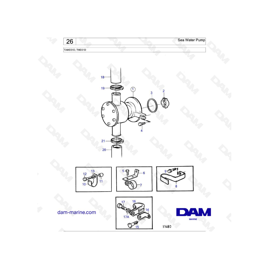 Volvo Penta TAMD31D / TMD31D - Bomba de agua de mar