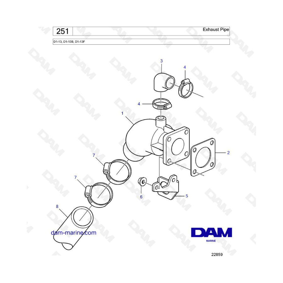 Volvo Penta D1-13 / D1-13B / D1-13F - Exhaust pipe