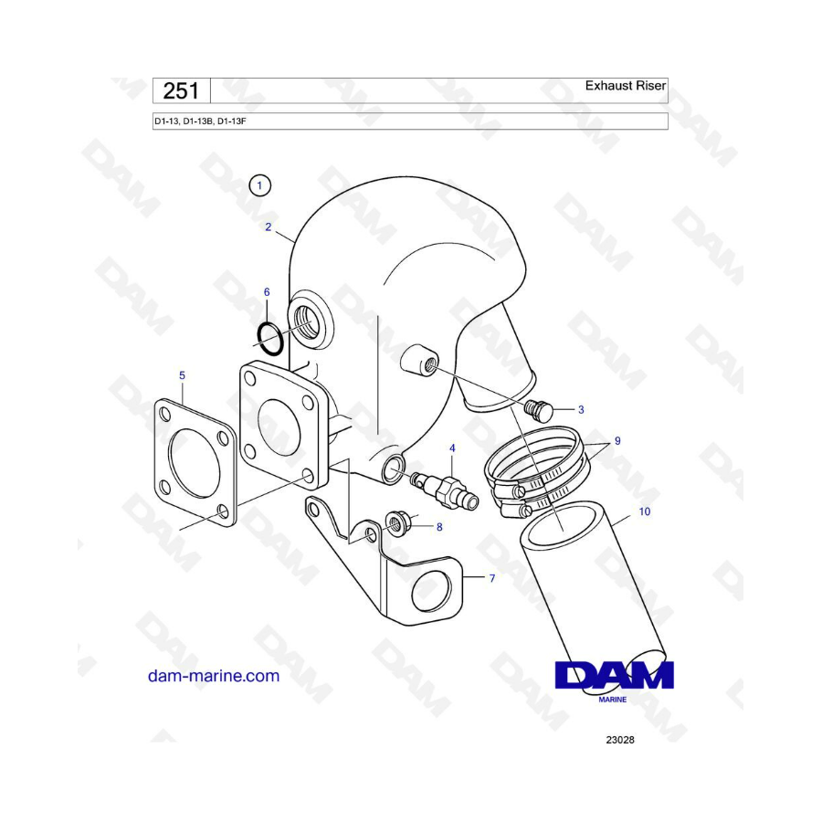 Volvo Penta D1-13 / D1-13B / D1-13F - Exhaust riser