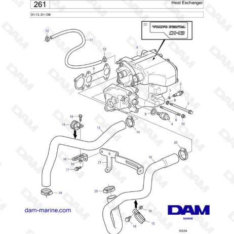 Volvo Penta D1-13 / D1-13B - Heat exchanger