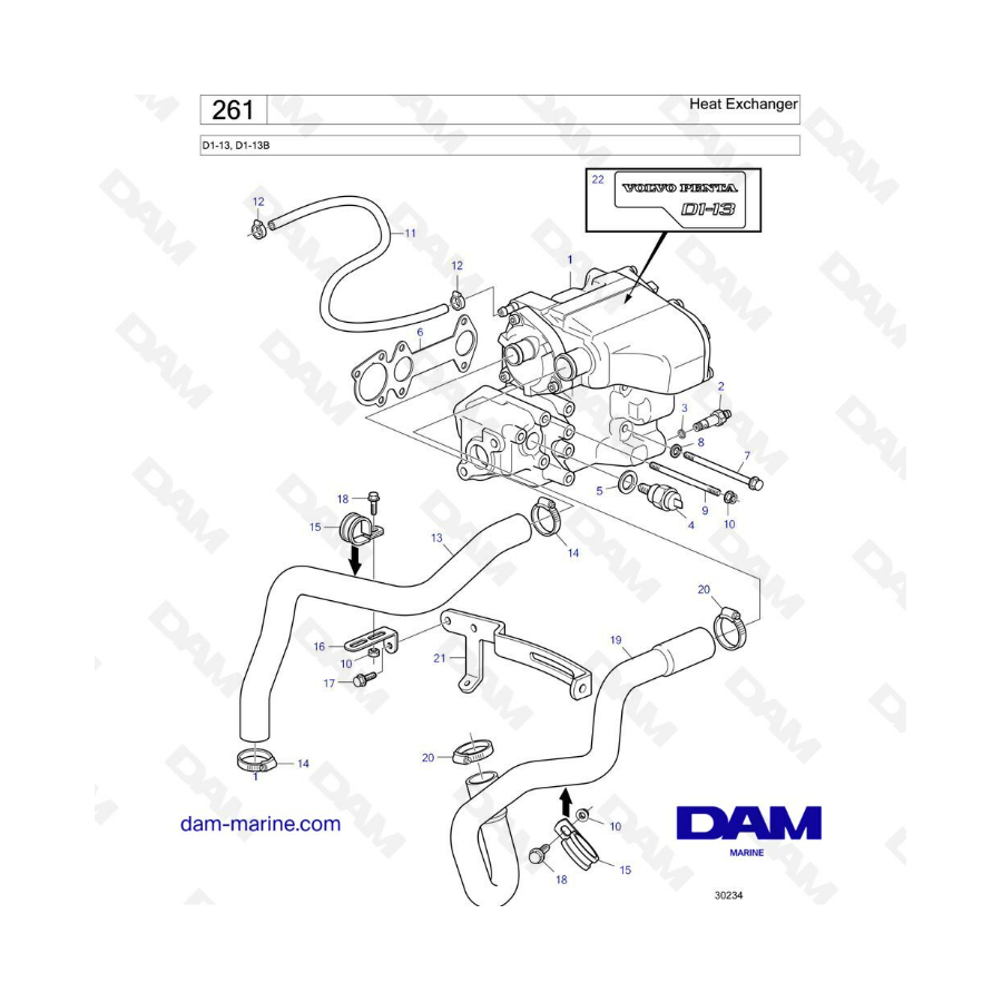 Volvo Penta D1-13 / D1-13B - Heat exchanger