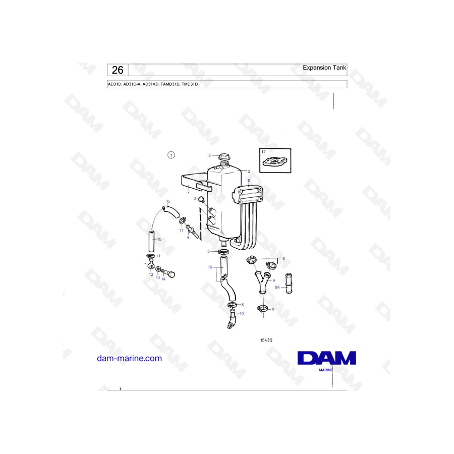 Volvo Penta AD31D / AD31D-A / AD31XD / TAMD31D / TMD31D - Depósito de expansión