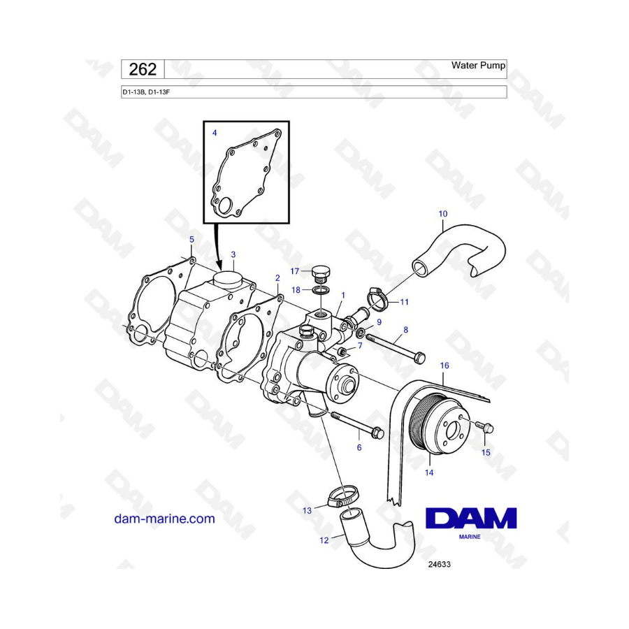 Volvo Penta D1-13B / D1-13F - Bomba de agua