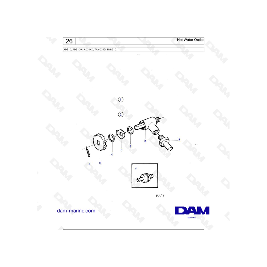 Volvo Penta AD31D / AD31D-A / AD31XD / TAMD31D / TMD31D - Hot Water Outlet