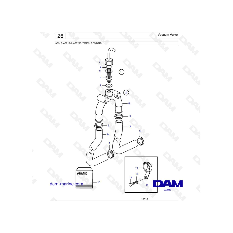 Volvo Penta AD31D / AD31D-A / AD31XD / TAMD31D / TMD31D - Vacuum Valve