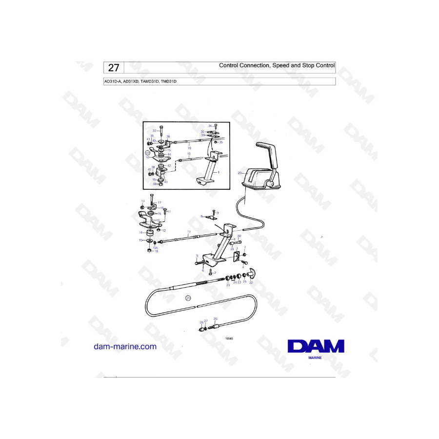 Volvo Penta AD31D-A / AD31XD / TAMD31D / TMD31D - Conexión de Control, Control de Velocidad y Stop