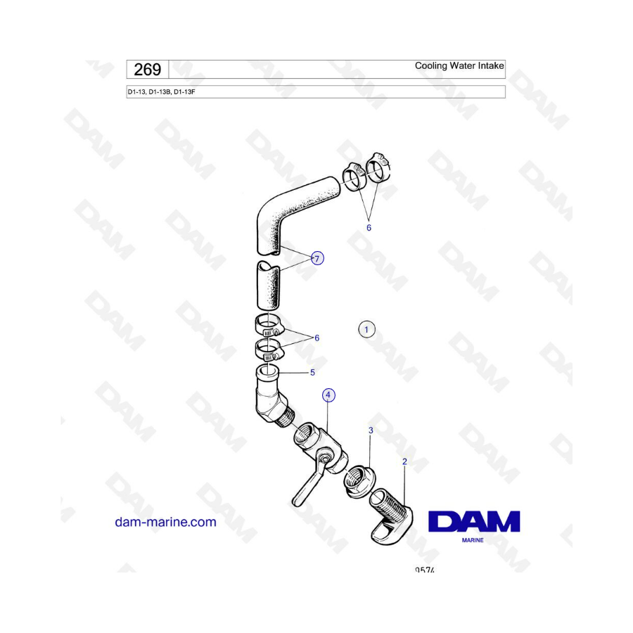 Volvo Penta D1-13 / D1-13B / D1-13F - Cooling water intake