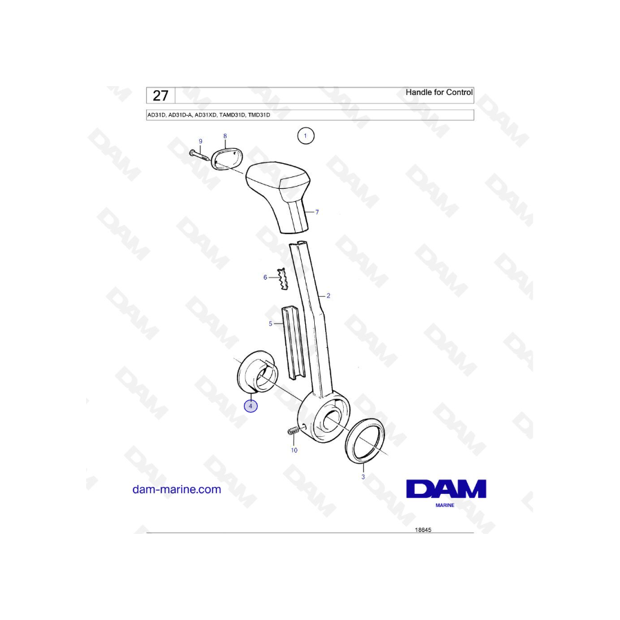 Volvo Penta AD31D / AD31D-A / AD31XD / TAMD31D / TMD31D - Handle for Control