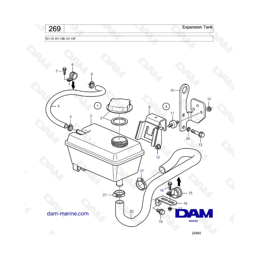 Volvo Penta D1-13 / D1-13B / D1-13F - Depósito de expansión