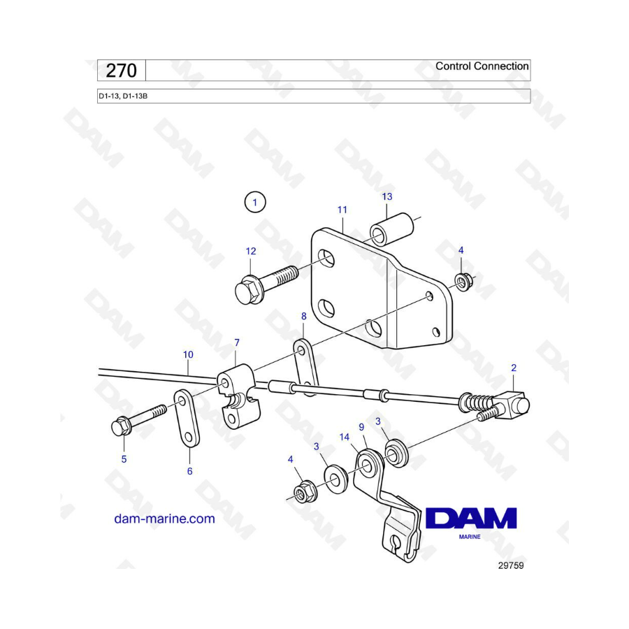 Volvo Penta D1-13 / D1-13B - Control connection